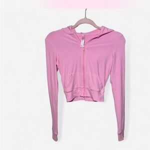 SKIMS Bubblegum soft lounge cropped Zip-Up Hoodie